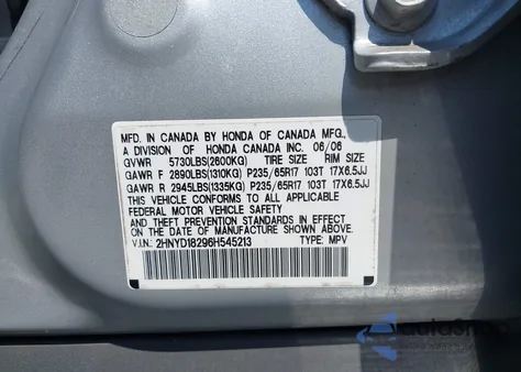 2006 Acura Mdx from USA, damaged, VIN 2HNYD18296H545213